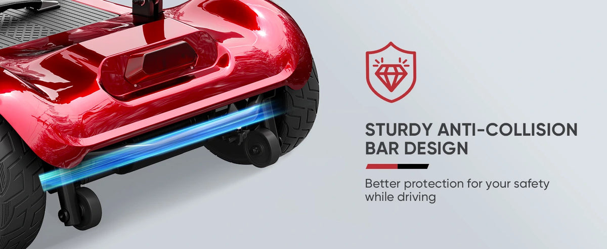 Front anti-collision bar on the FreeWink 985 mobility scooter