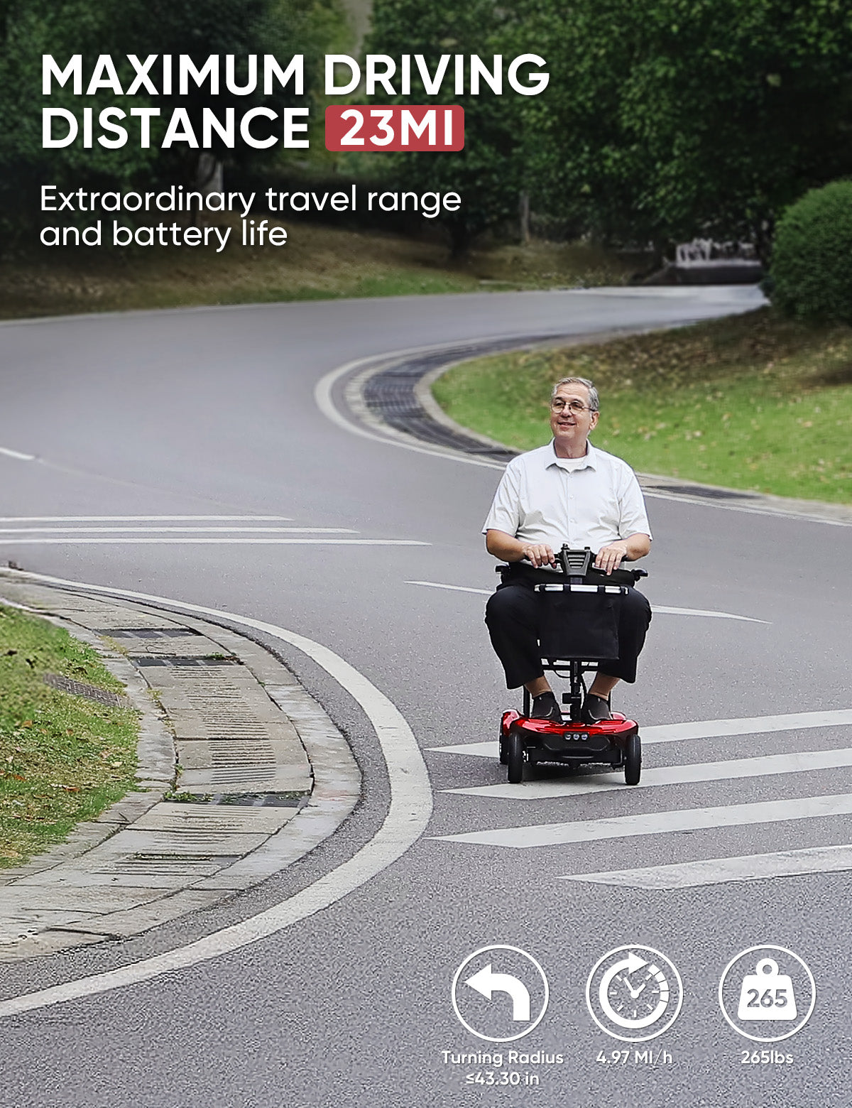FreeWink 985 Folding 4-Wheel Mobility Scooter with Dual Removable Batteries
