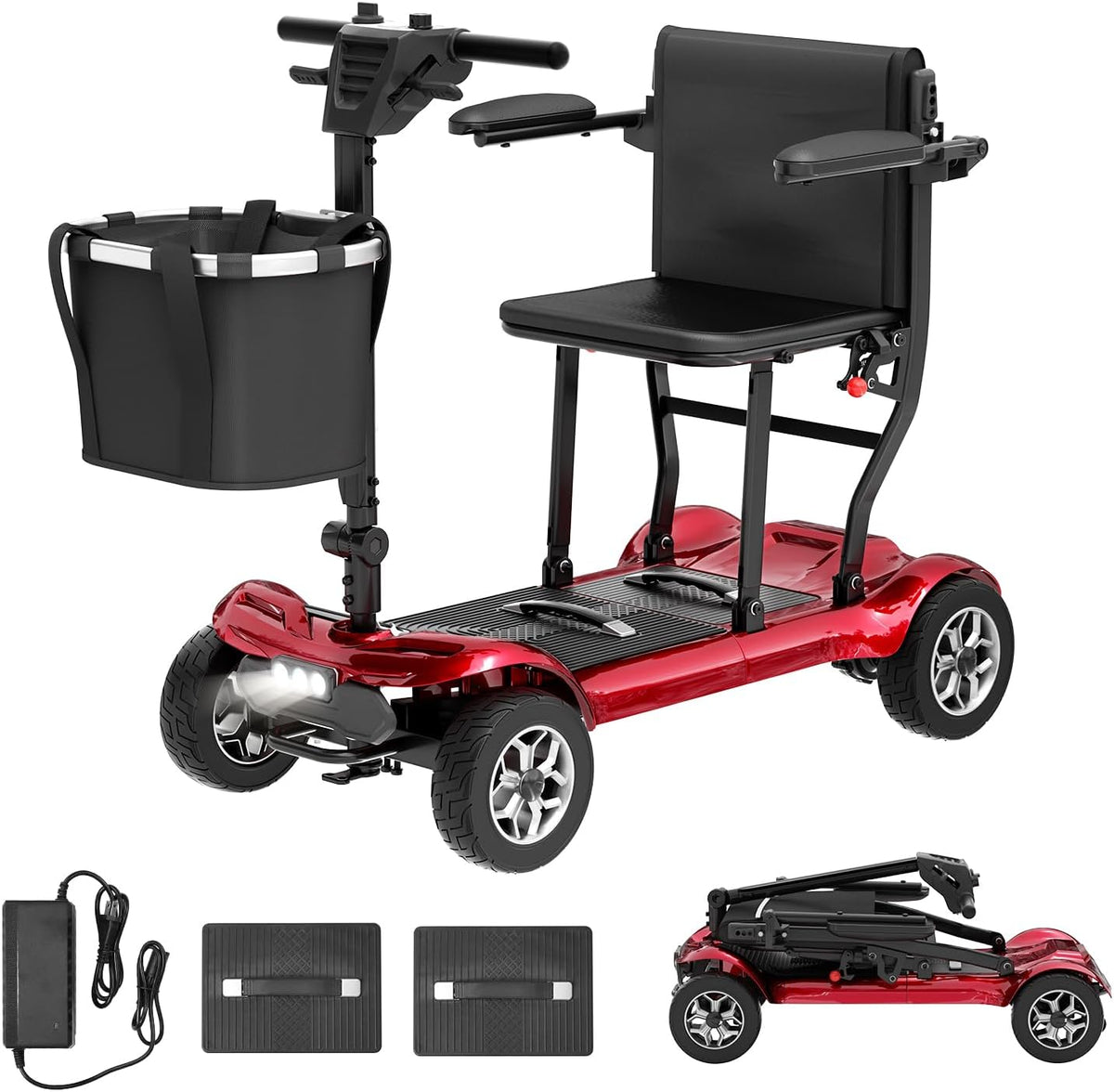 FreeWink 985 Folding 4-Wheel Mobility Scooter with Dual Removable Batteries