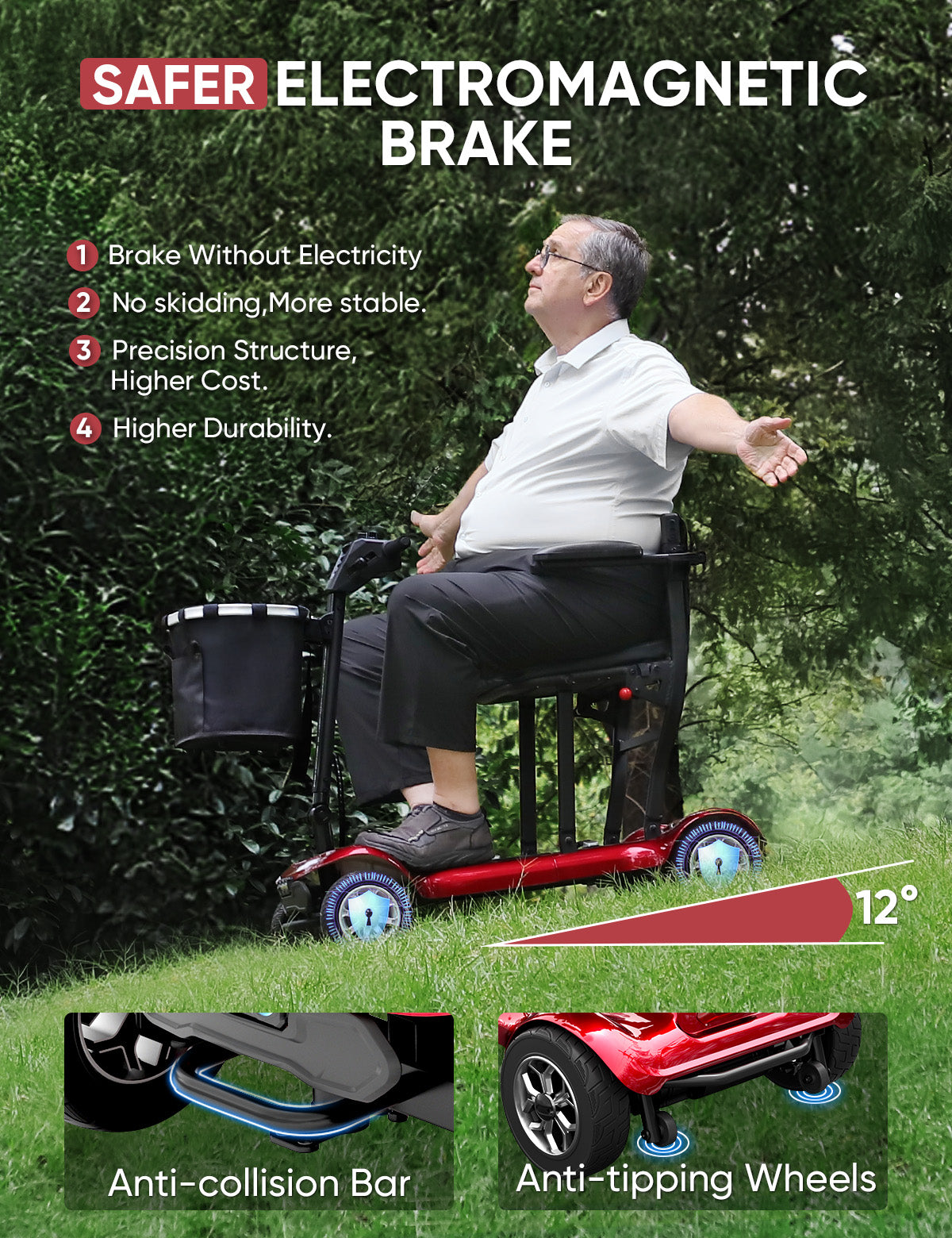 FreeWink 985 Folding 4-Wheel Mobility Scooter with Dual Removable Batteries