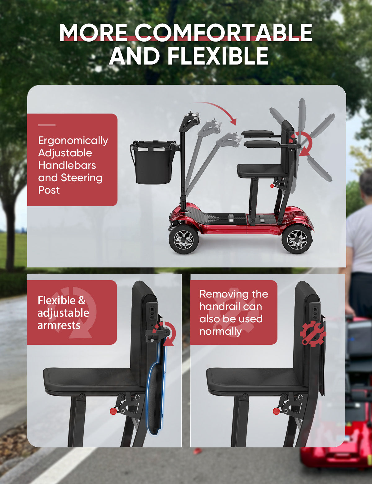 FreeWink 985 Folding 4-Wheel Mobility Scooter with Dual Removable Batteries