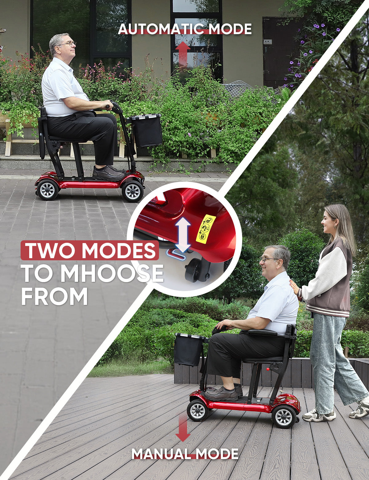 FreeWink 985 Folding 4-Wheel Mobility Scooter with Dual Removable Batteries
