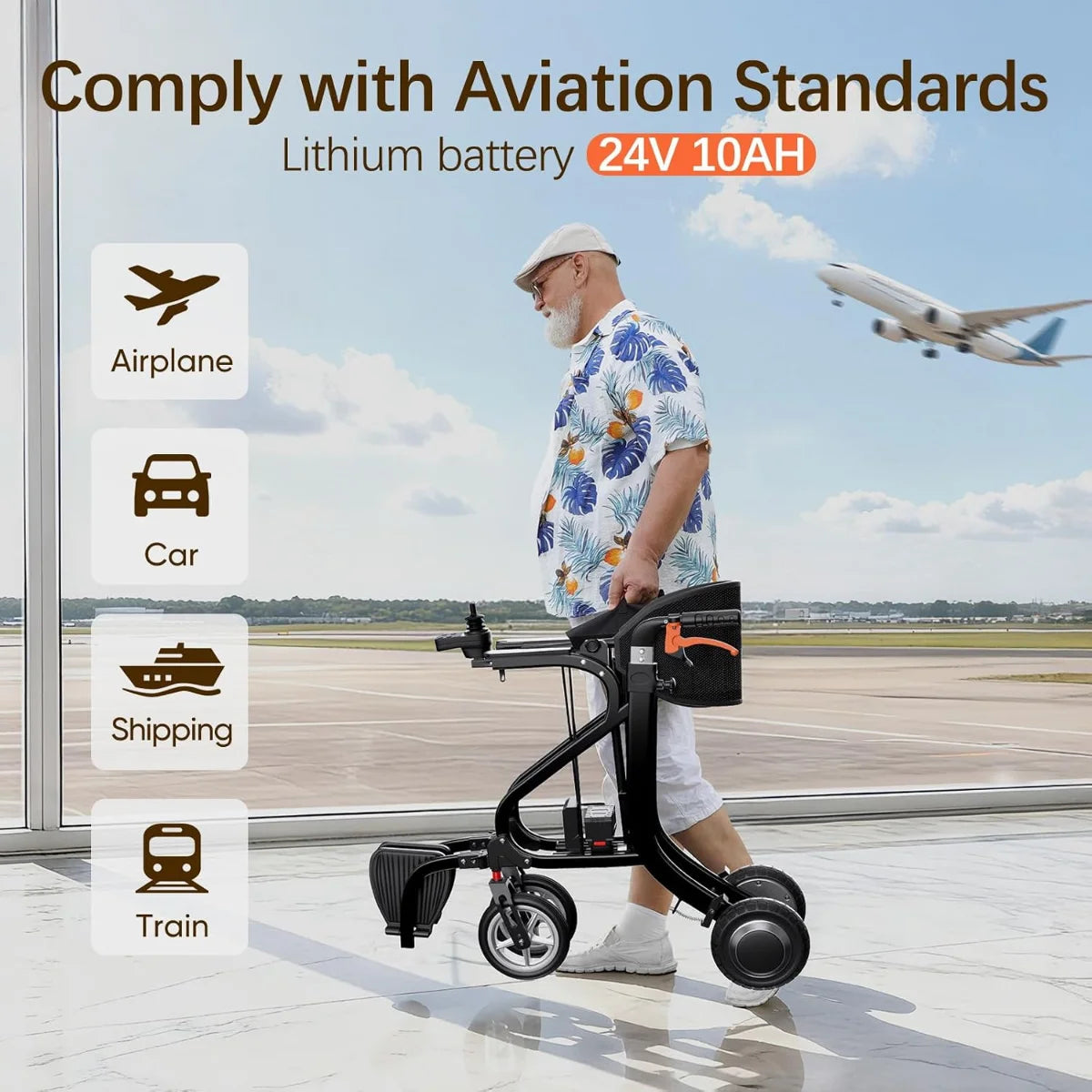 FreeWink 9183E with 24V 10Ah lithium battery for airline, car, shipping, and train travel