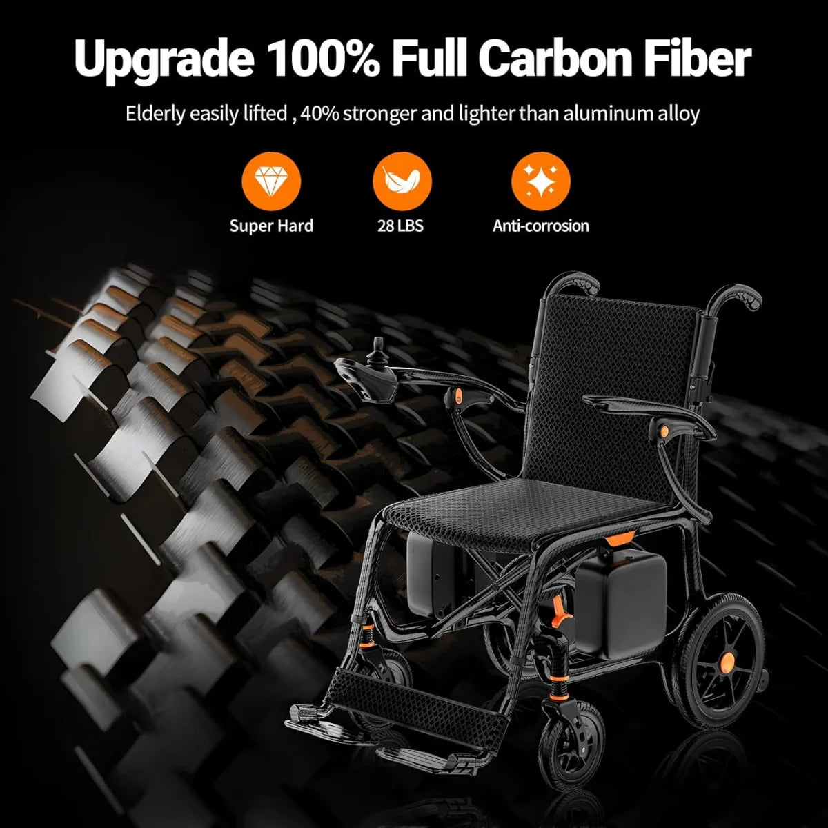 FreeWink EW209 ultralight carbon fiber electric wheelchair showing lightweight portable design