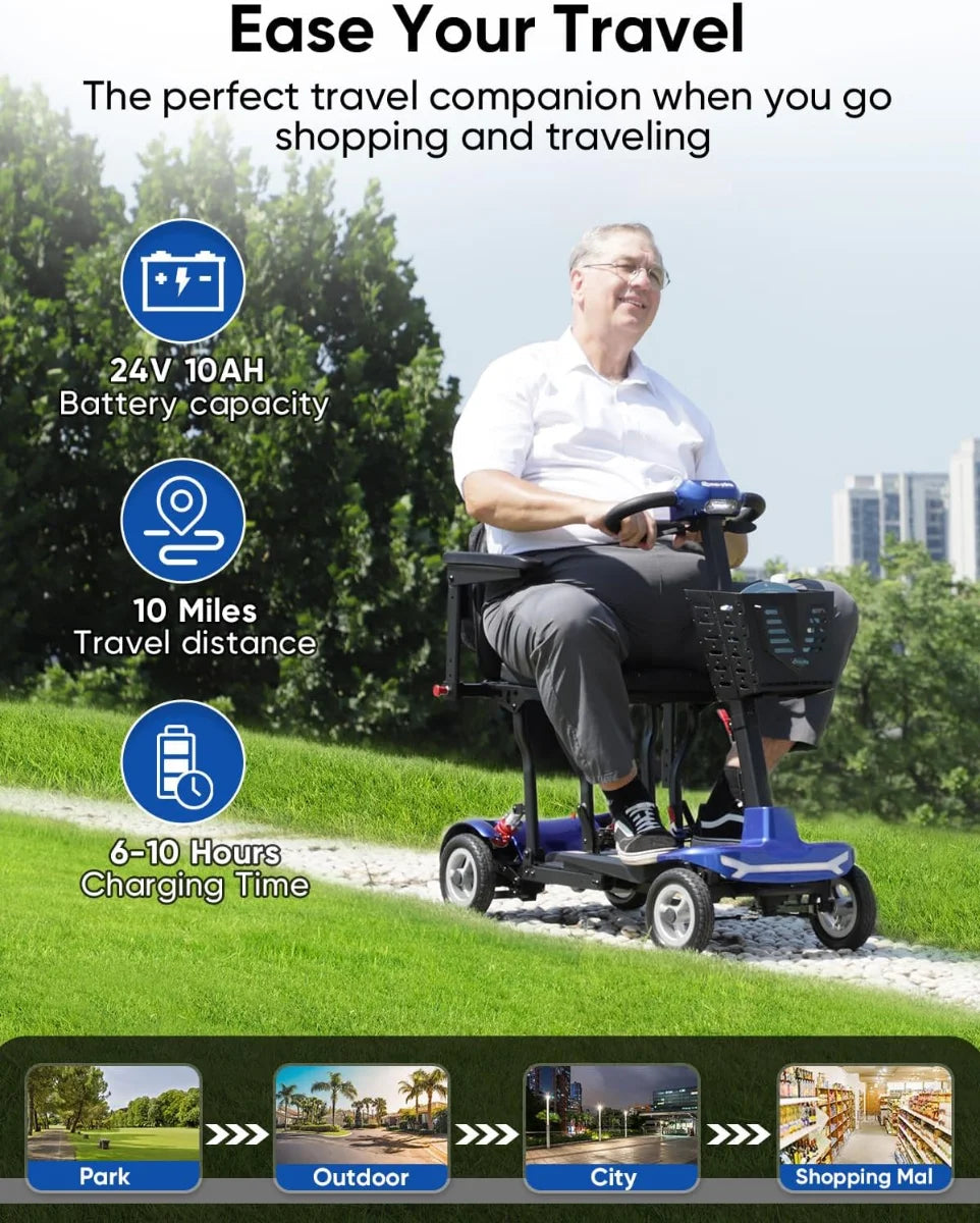 FreeWink T350 4-Wheel Ultra-Light Folding Mobility Scooter